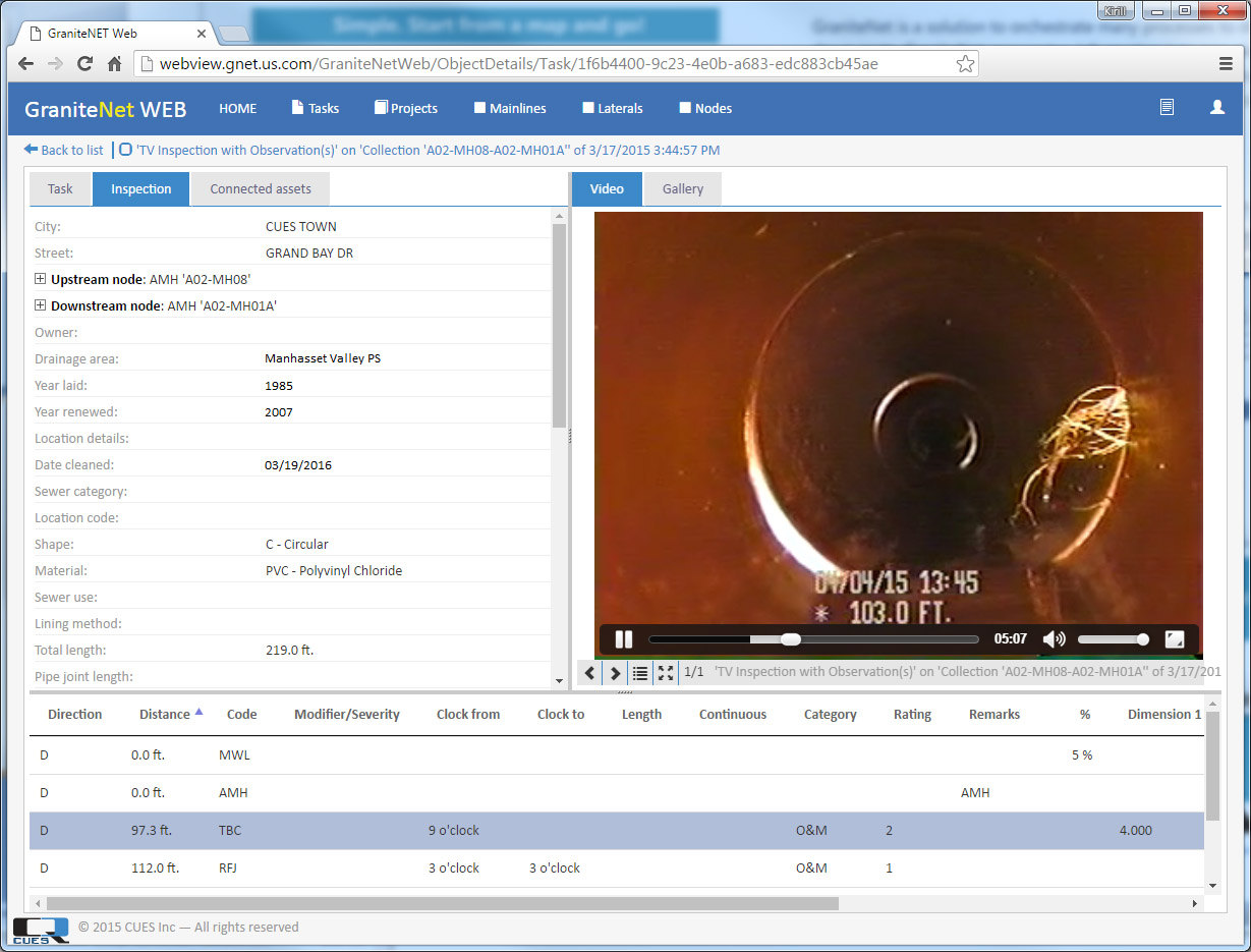 View completed inspection videos via the Internet from any browser, review tasks, run reports, filter, and search.